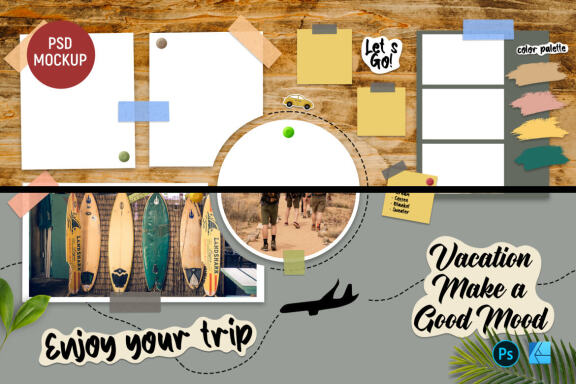 Vacation Trip Mood Board | Mockup