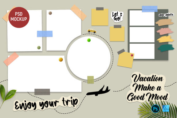 Vacation Trip Mood Board | Mockup