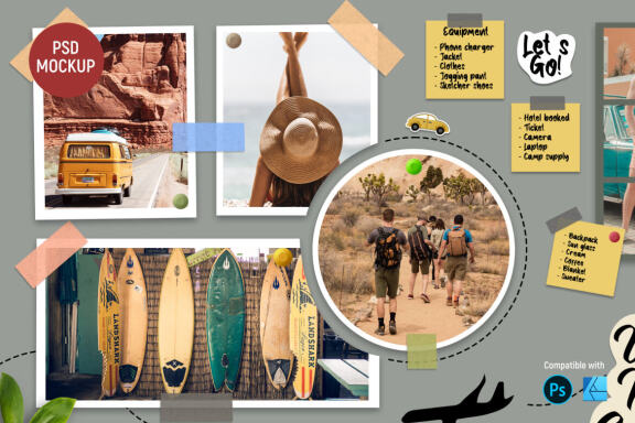 Vacation Trip Mood Board | Mockup