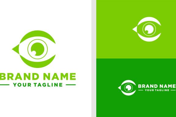 LETTER C LOGO EYES NEGATIVE SPACE EDITABLE