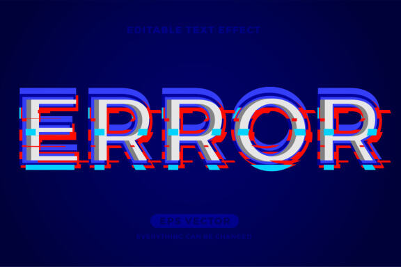 Error editable text effect vector template