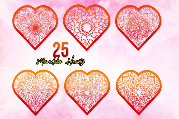 Mandala Hearts Monogram Valentine's Day Bundle