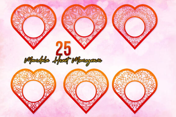 Mandala Hearts Monogram Valentine's Day Bundle