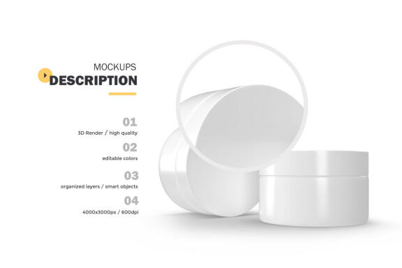 3D Plastic Jars - Cosmetic Product Mockup