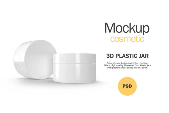 3D Plastic Jars - Cosmetic Product Mockup