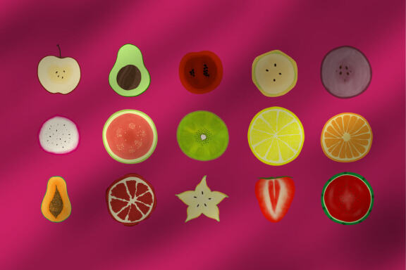 Cute Slice of Life 15 Fruits Clipart