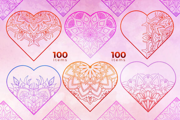 Mandala Heart Sticker Bundle