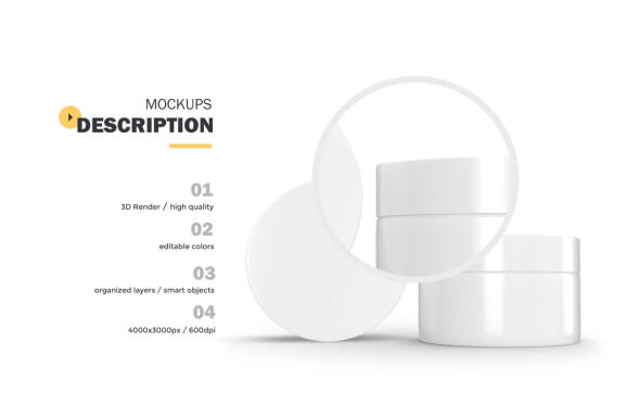 3D Plastic Jars - Cosmetic Product Mockup