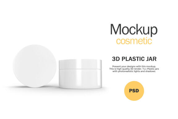 3D Plastic Jars - Cosmetic Product Mockup