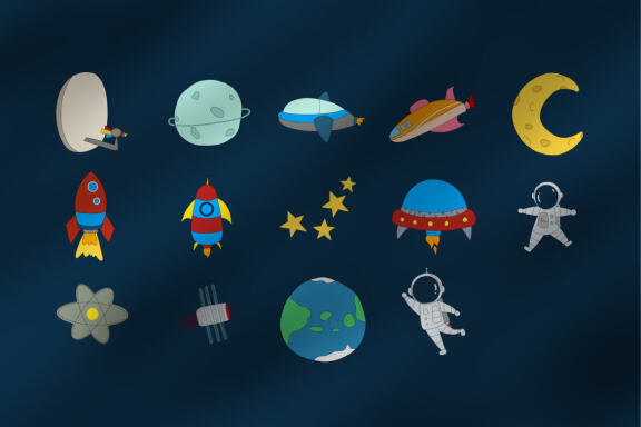 Galaxy Space 14 Clipart Plus Seamless Pattern