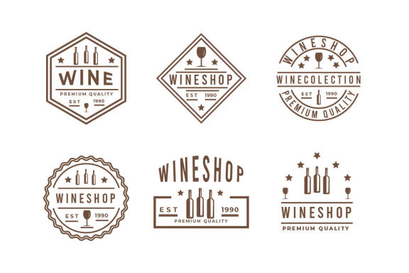 Set of Badges Wine Logo
