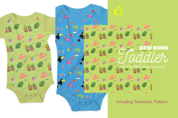 Summer Season 14 Clipart Plus Seamless Pattern