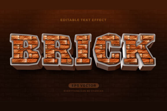 Brick editable text effect style vector
