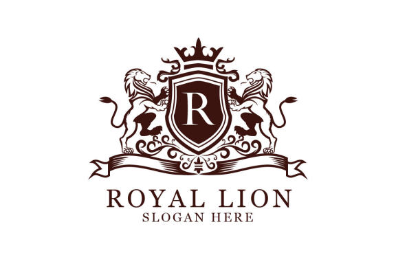 Buy vector royal lion crest icon logo graphic royalty-free