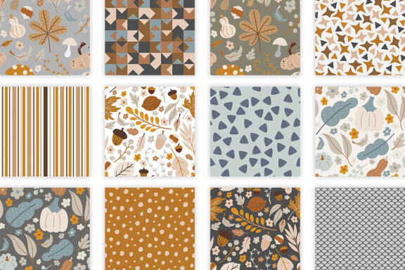 Autumn Harvest Vector Element & Pattern Set