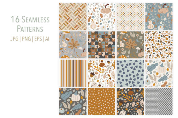 Autumn Harvest Vector Element & Pattern Set