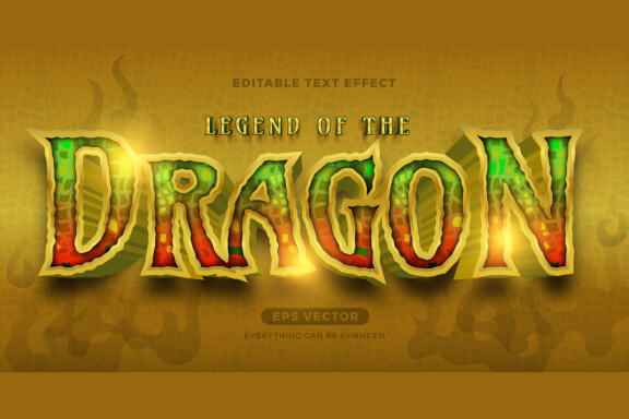 Legend of The Dragon editable text effect style vector