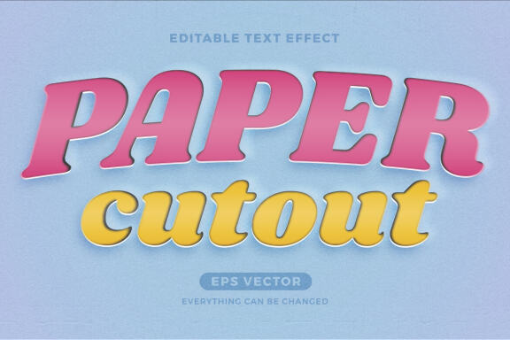 Paper Cutout editable text effect style vector