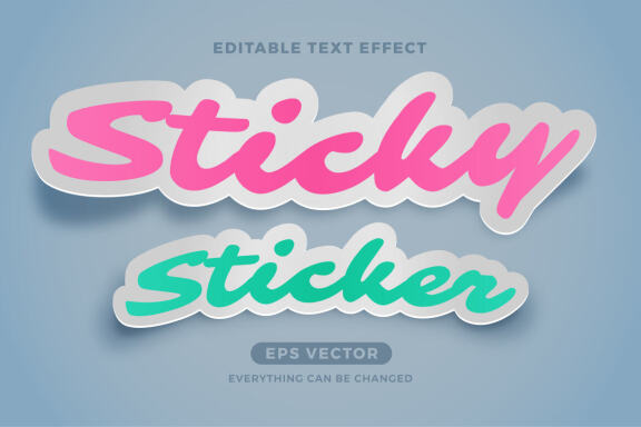 Sticky Sticker editable text effect style vector