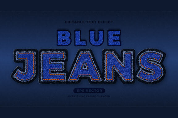 Blue Jeans editable text effect style vector