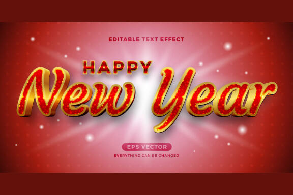 Happy New Year editable text effect style vector