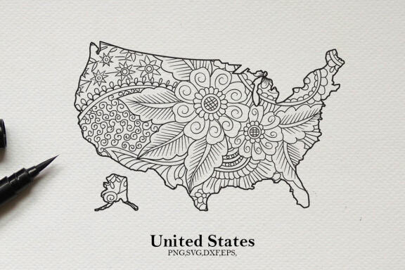 American Flag US State Old Map SVG