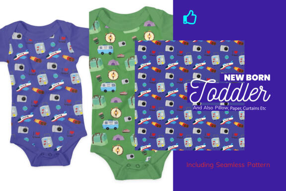 Traveling 15 Clipart Plus Seamless Pattern