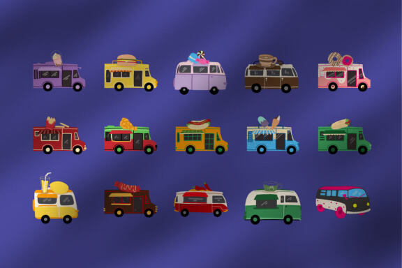 Food Truck 15 Clipart Plus Seamless Pattern