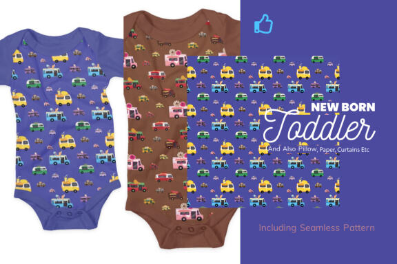Food Truck 15 Clipart Plus Seamless Pattern