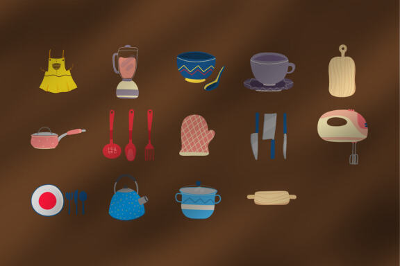 Kitchen Tool 14 Clipart Plus Seamless Pattern