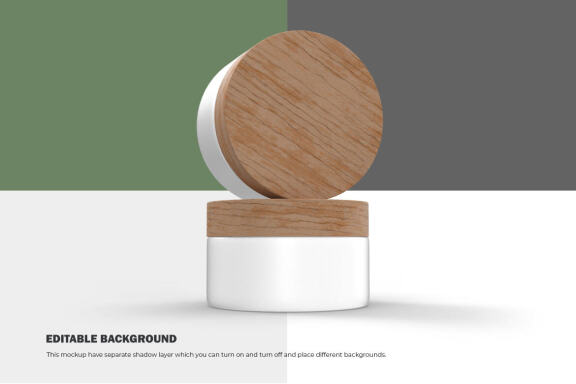 3D Plastic Jars With Wooden Lids - Cosmetic Product Mockup