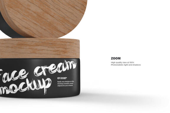 3D Plastic Jars With Wooden Lids - Cosmetic Product Mockup