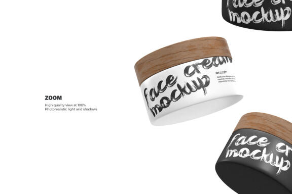 3D Plastic Jars With Wooden Lids - Cosmetic Product Mockup
