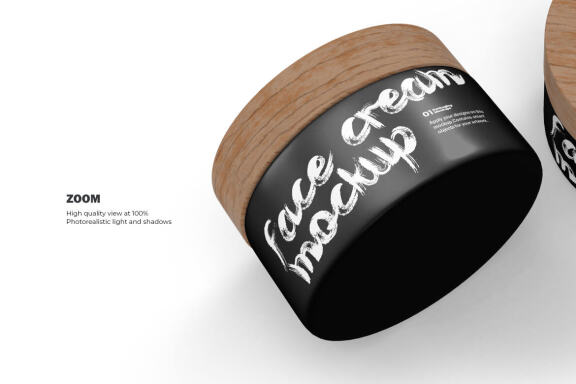 3D Plastic Jars With Wooden Lids - Cosmetic Product Mockup
