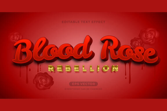 Blood rose rebellion editable text effect style vector