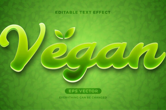 Vegan editable text effect style vector