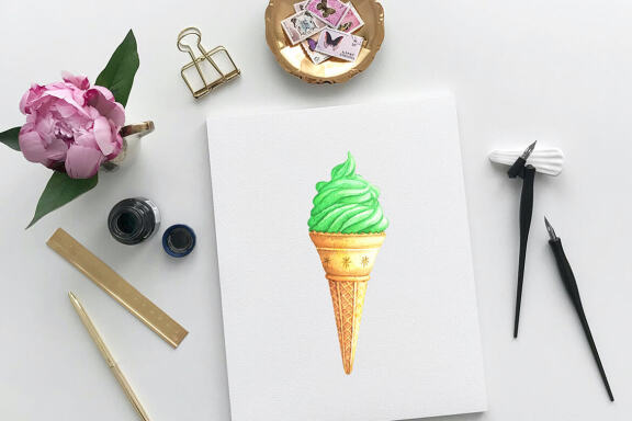 Watercolor Ice-cream Clip Art Bundle