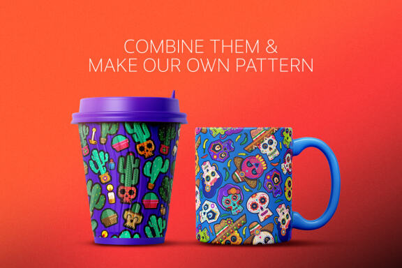 Dia de muertos pattern illustrations