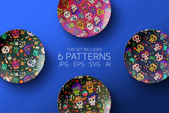 Dia de muertos pattern illustrations