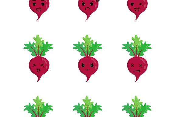 Cute beet illustration set with various expressions