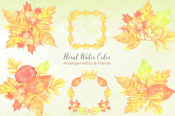 Autumn Flower Watercolor Bundle