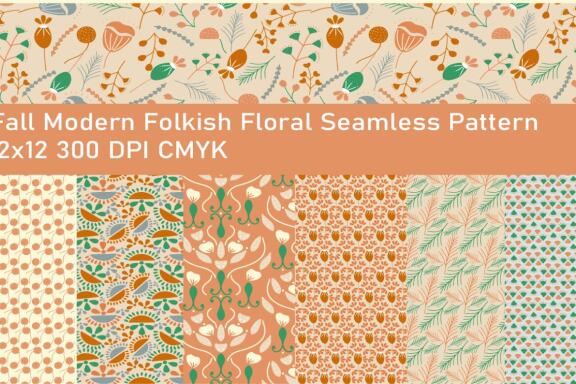 Fall Folkish Floral Seamless Pattern For Fabric