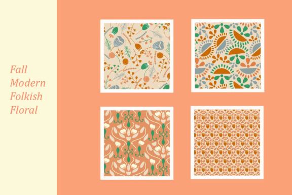 Fall Folkish Floral Seamless Pattern For Fabric