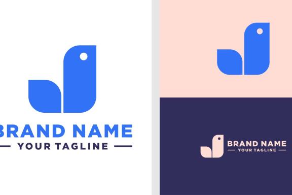 LETTER J LOGO BIRD NEGATIVE SPACE EDITABLE