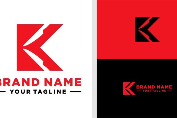 LETTER K LOGO KNIFE NEGATIVE SPACE EDITABLE