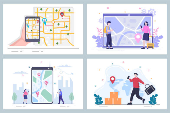 21 GPS Navigation Map and Compass Vector Illustration  