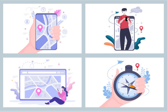 21 GPS Navigation Map and Compass Vector Illustration  