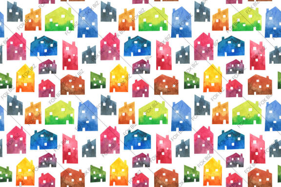 Watercolor Houses - FREE Pattern