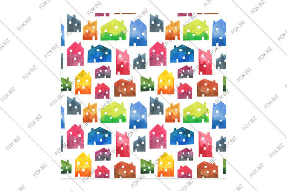 Watercolor Houses - FREE Pattern
