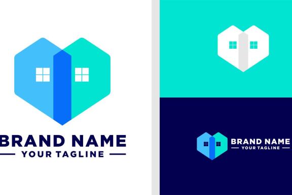 HEART LOGO HOUSE NEGATIVE SPACE APP EDITABLE